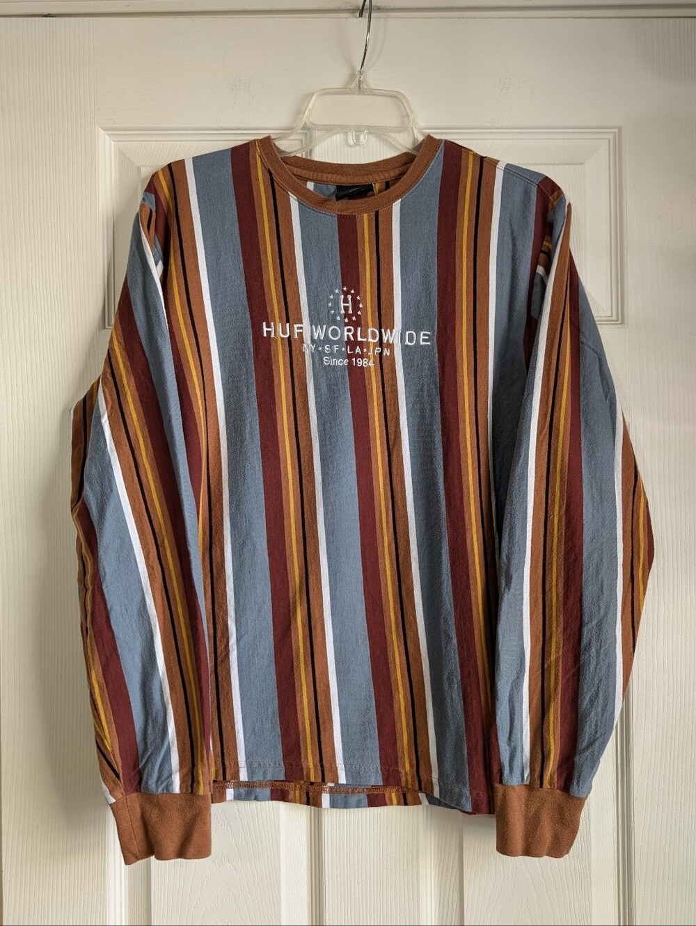 HUF Worldwide Striped Long Sleeve Tee Size L